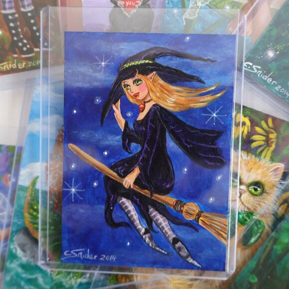 Miniature Art - ACEO - Fairy Art - Cute Animal Art - Art Cards for Trading - Picture 6 of 13